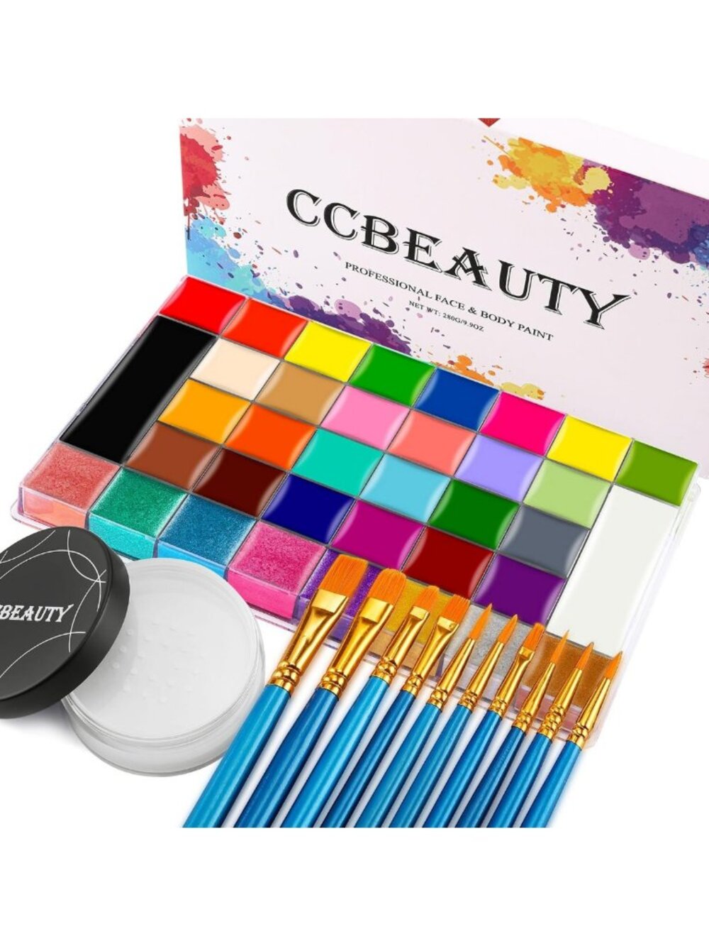 36 Colors Oil-Based Face & Body Paint Palette Kit with Brushes for Halloween